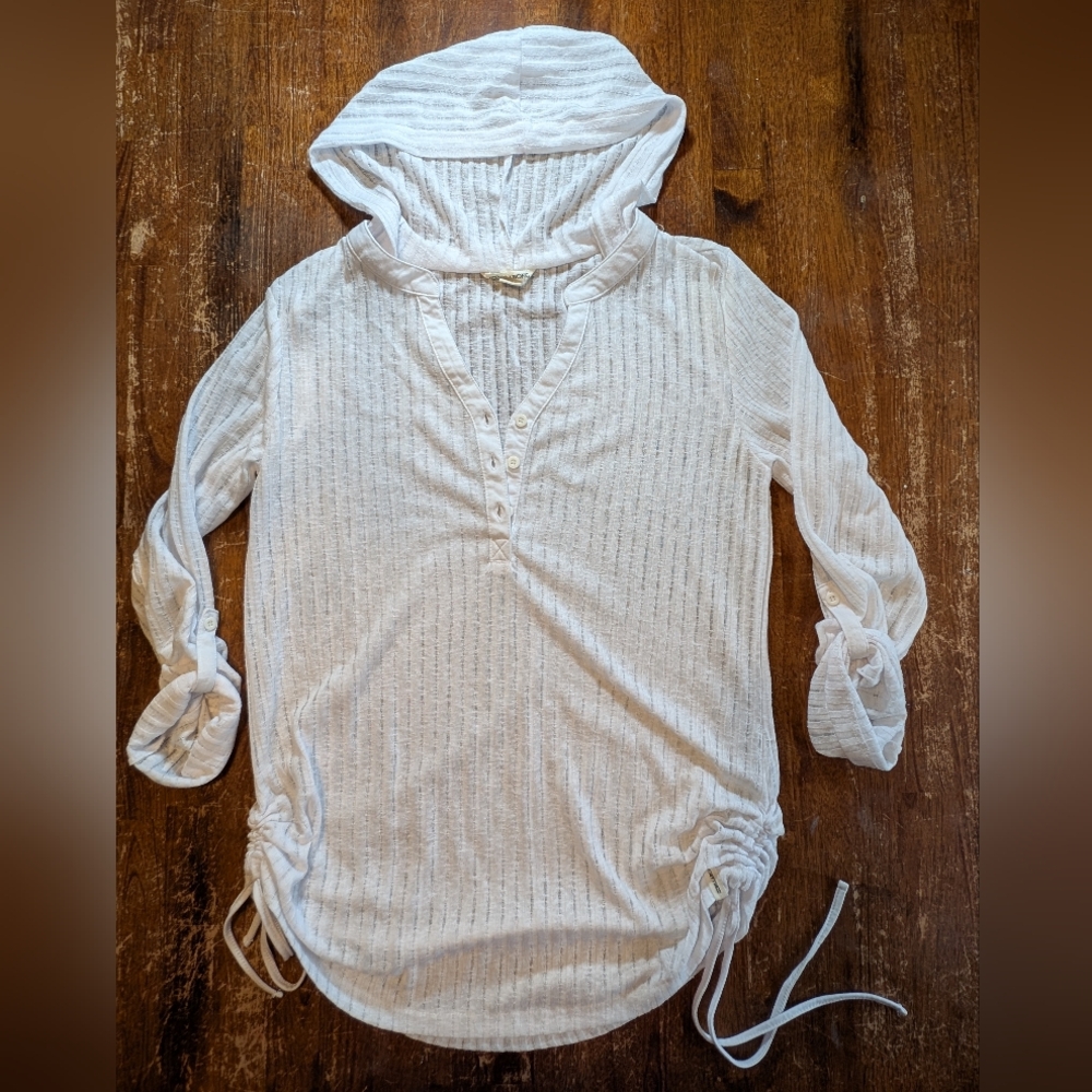 Billabong Coverup Womens M White Adjustable Sleeves Swim Vacation Pool Beach